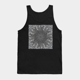 Zentangles Mandala, Black and White Digital Illustration Tank Top